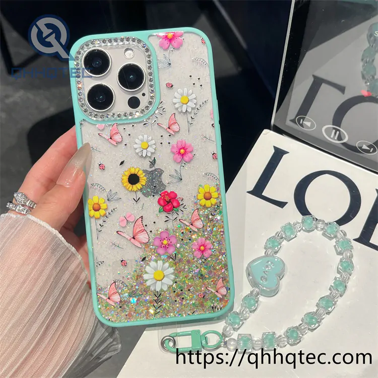 cute animal glitter diamonds chain case