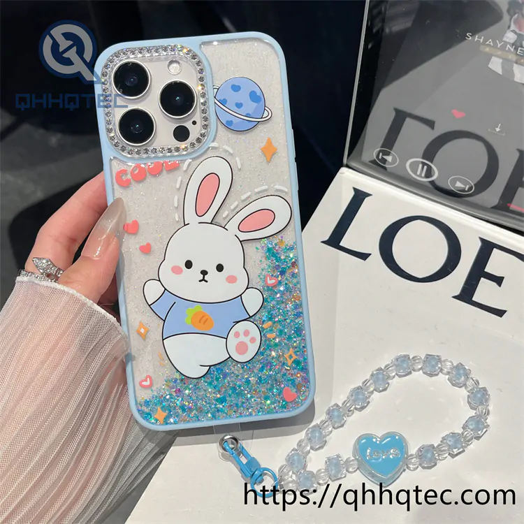 cute animal glitter diamonds chain case