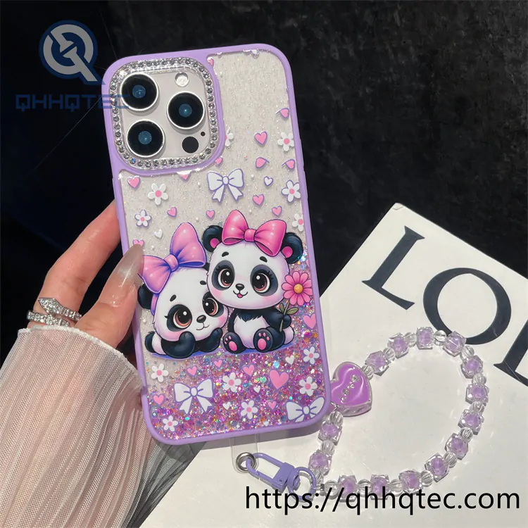 cute animal glitter diamonds chain case