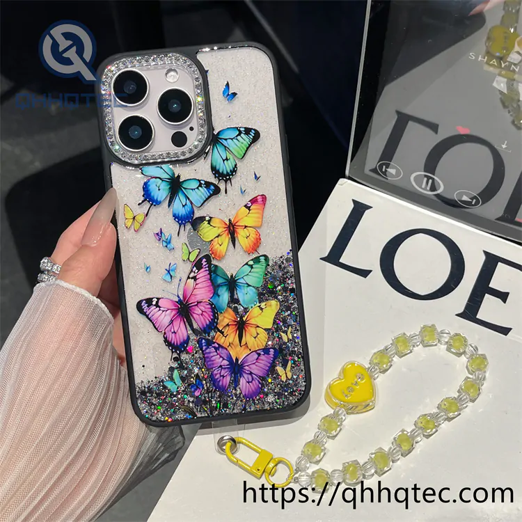 cute animal glitter diamonds chain case