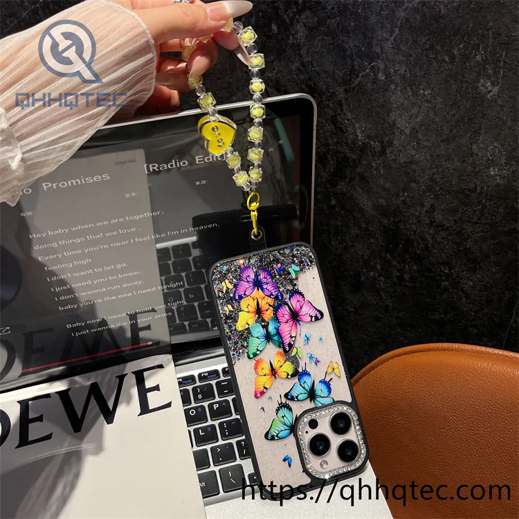 cute animal glitter diamonds chain case