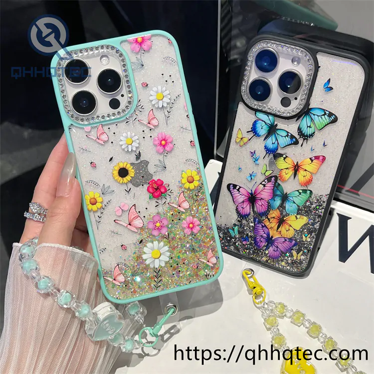 cute animal glitter diamonds chain case
