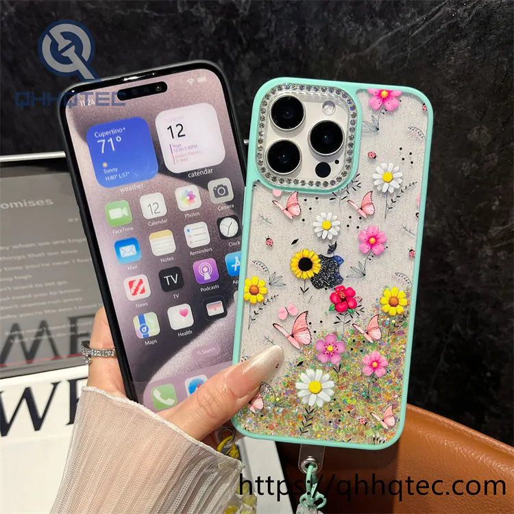 cute animal glitter diamonds chain case