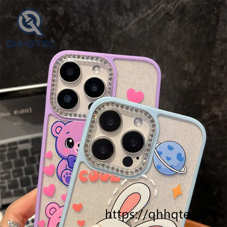 cute animal glitter diamonds chain case