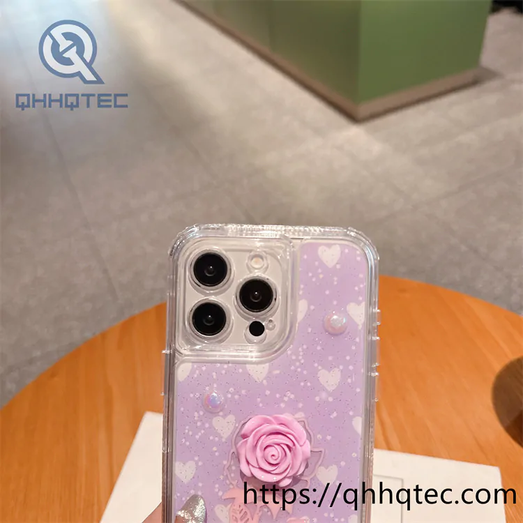 rose 3d colors 3 in 1 heart case