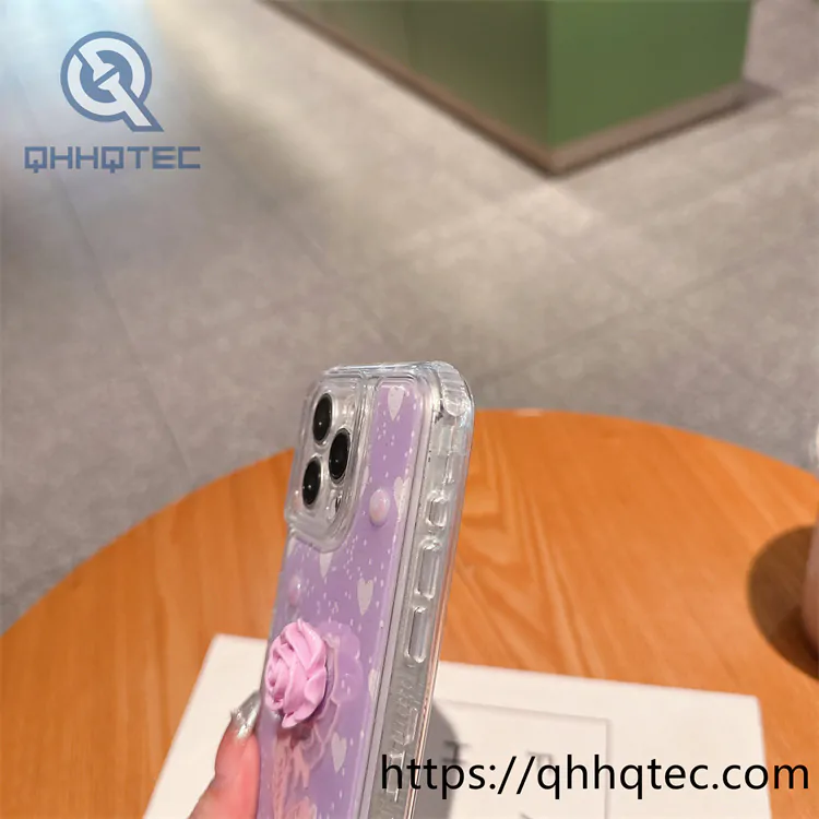 rose 3d colors 3 in 1 heart case