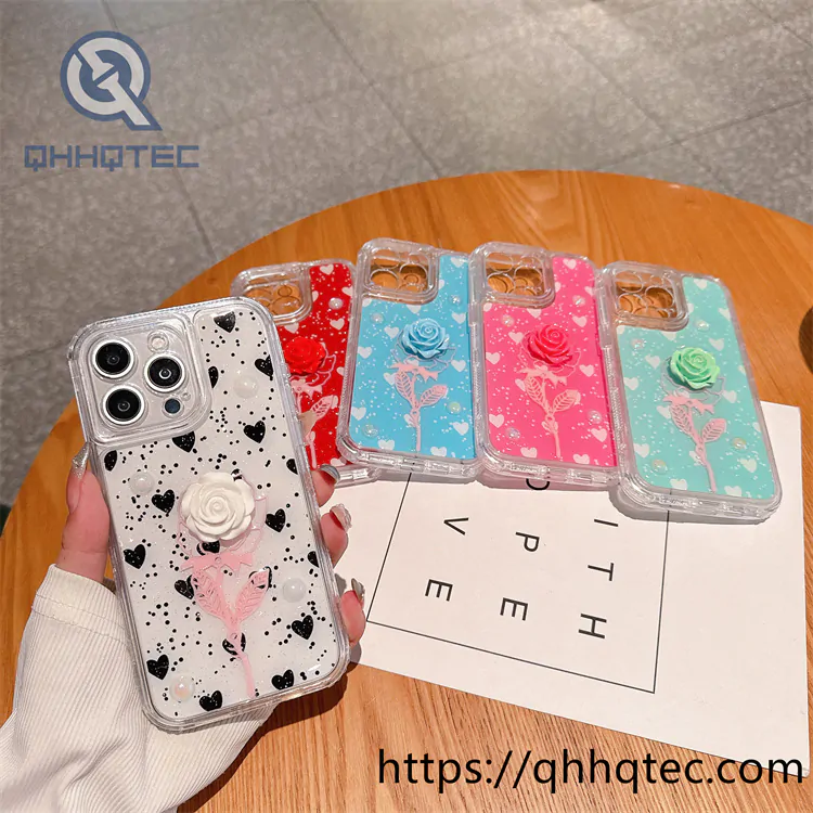 rose 3d colors 3 in 1 heart case