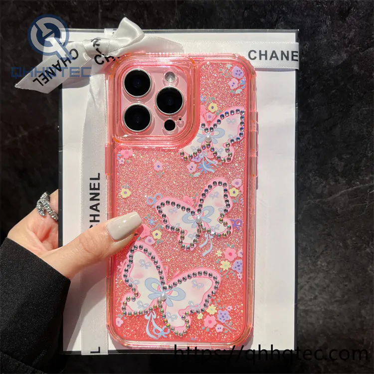 gradient butterfly diamonds sequins 3 in 1 case