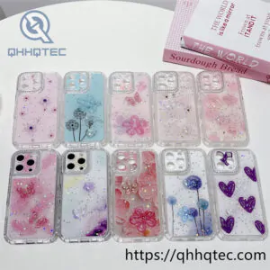 star sequins 3 in 1 flowers butterfly dripping case