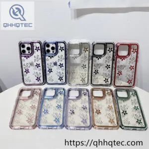 floral print transparent 3 in 1 phone case