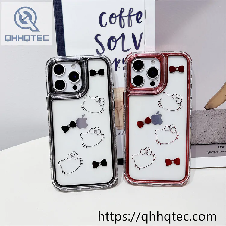 kitty pattern tie 3 in 1 transparent case