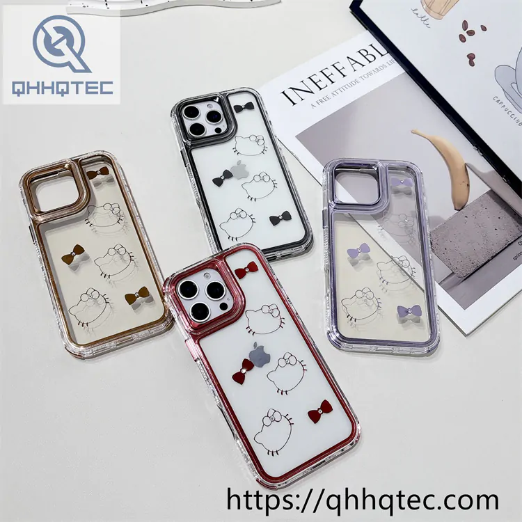 kitty pattern tie 3 in 1 transparent case