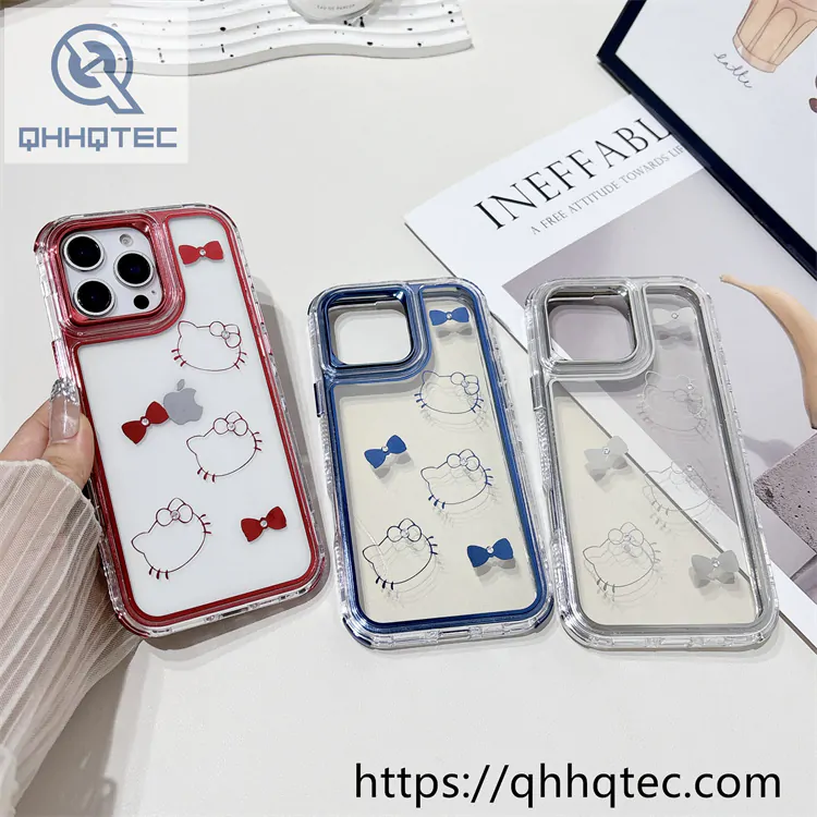 kitty pattern tie 3 in 1 transparent case