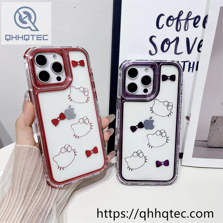 kitty pattern tie 3 in 1 transparent case