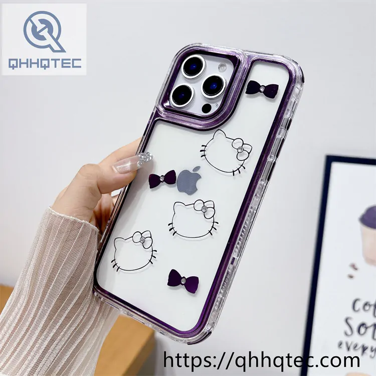 kitty pattern tie 3 in 1 transparent case