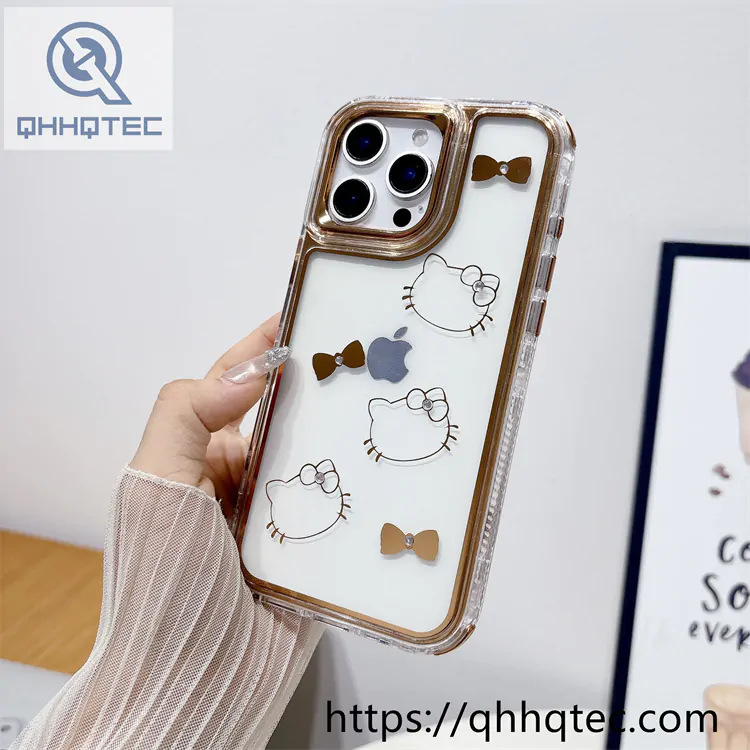 kitty pattern tie 3 in 1 transparent case