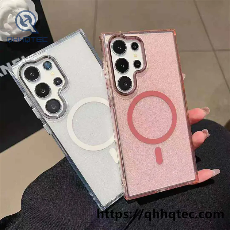 square glitter clear magsafe case