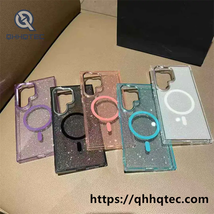 square glitter clear magsafe case