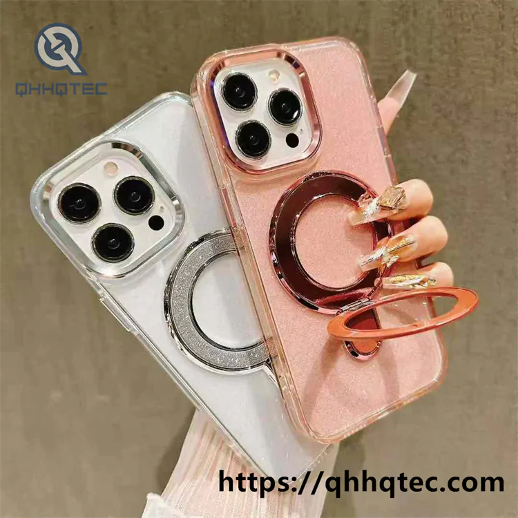 clear glitter case magnetic ring