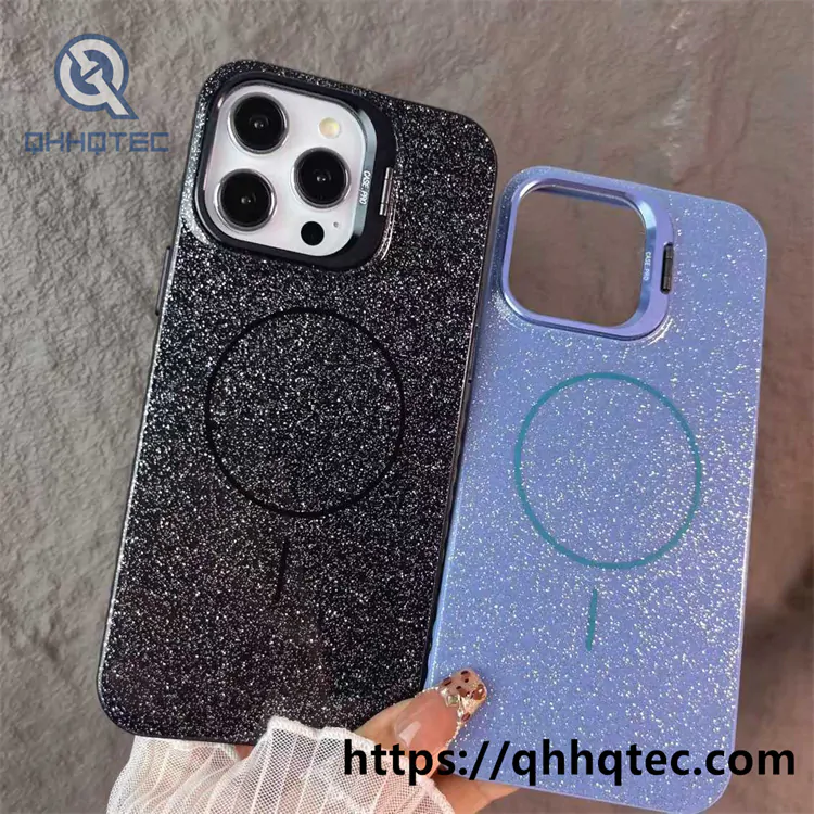 pure color glitter magsafe case