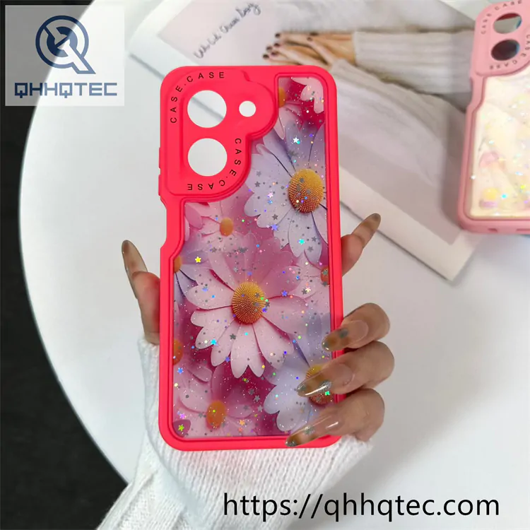 flowers heart 3 in 1 glitter custom case