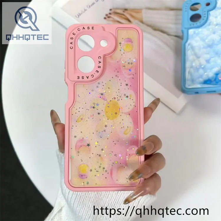 flowers heart 3 in 1 glitter custom case