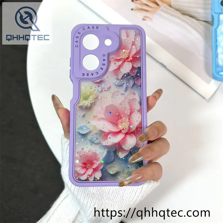 flowers heart 3 in 1 glitter custom case