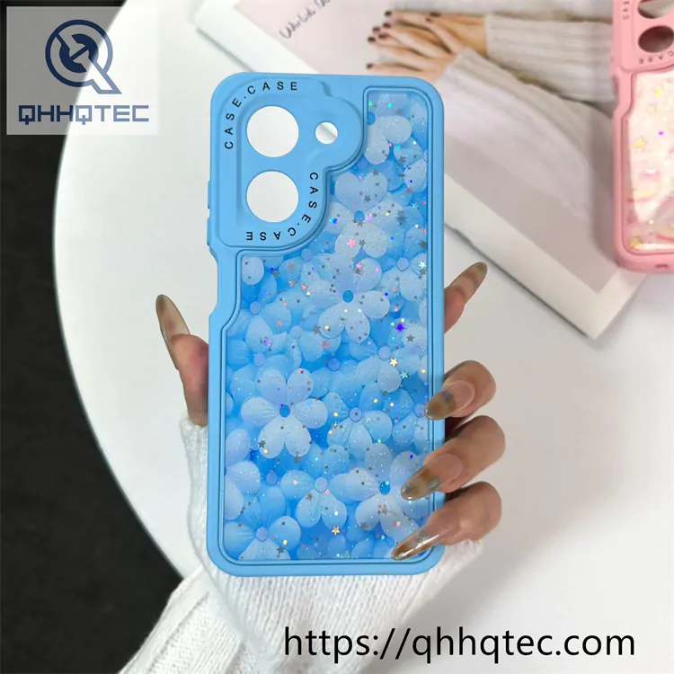 flowers heart 3 in 1 glitter custom case