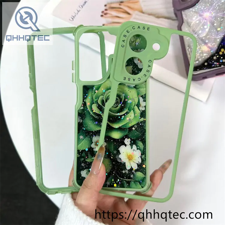 flowers heart 3 in 1 glitter custom case