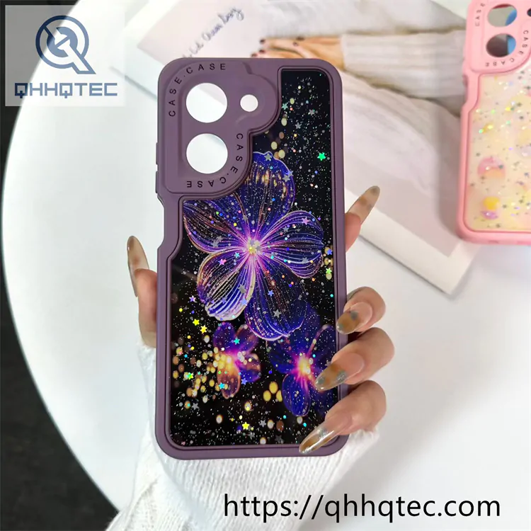 flowers heart 3 in 1 glitter custom case