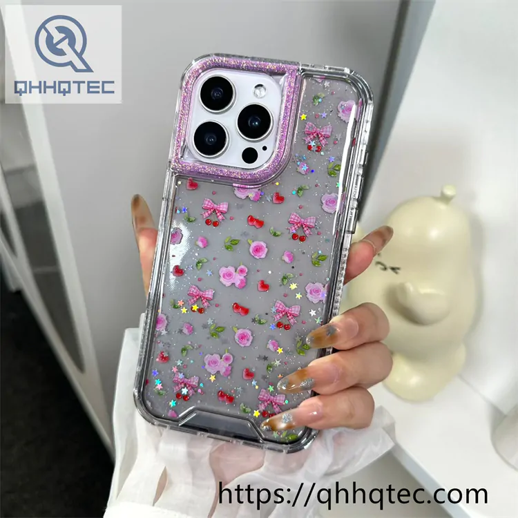 glitter flower 3 in 1 space case