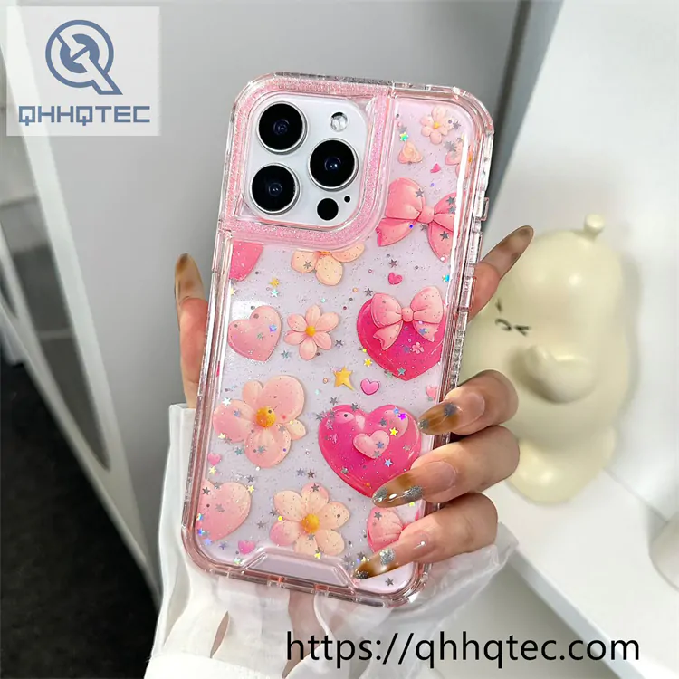 glitter flower 3 in 1 space case