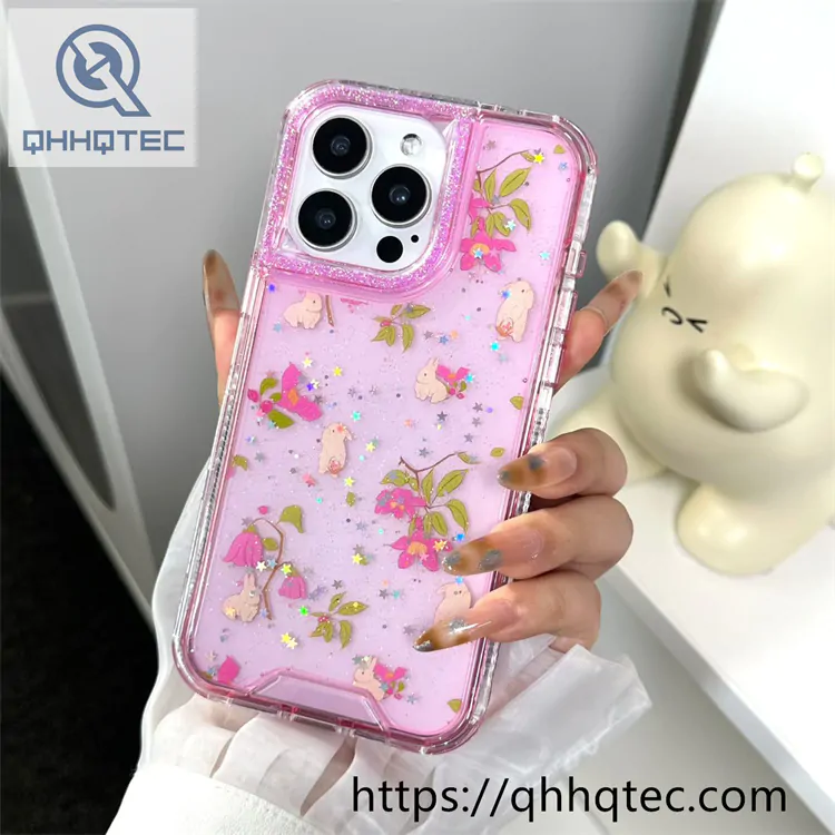 glitter flower 3 in 1 space case