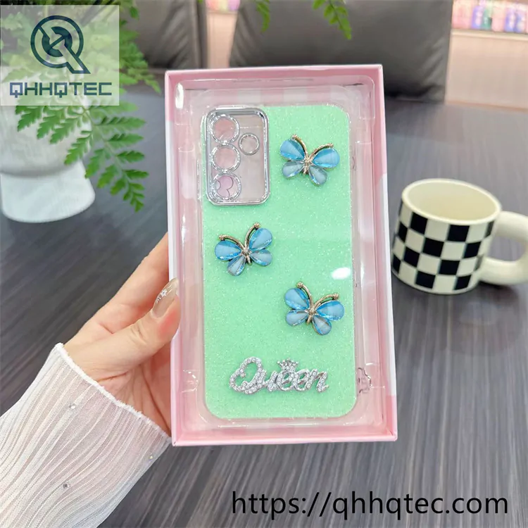 queen butterfly glitter case