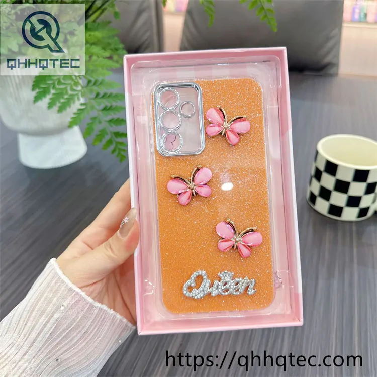 queen butterfly glitter case