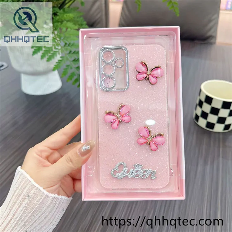 queen butterfly glitter case