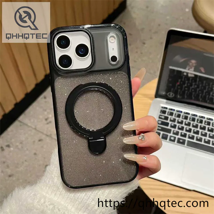 2 in 1 glitter case metal bracket