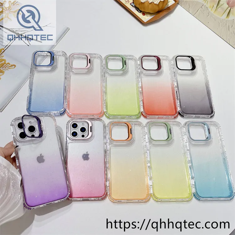 color gradient 3 in 1 glitter case